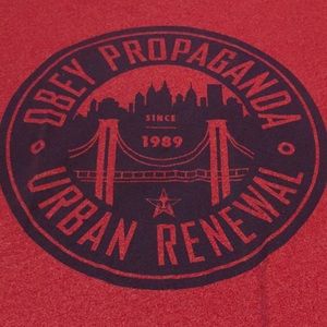 Red Obey Propaganda Urban Renewal T-shirt